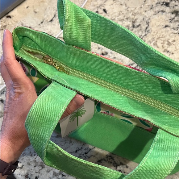 Lilly Pulitzer Vibrant Green and Pink Mini Tote - Picture 3 of 4